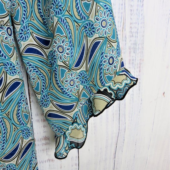 Blue Aqua Paisley Print Tunic Blouse by Nicola....325 - Picture 4 of 9